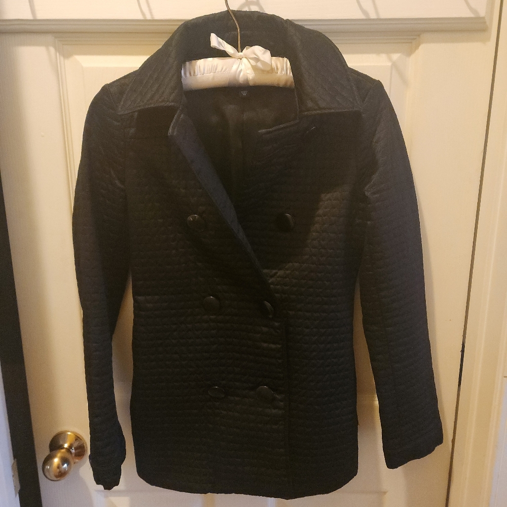 Bebe Black Puffer Jacket with Waffle Texture